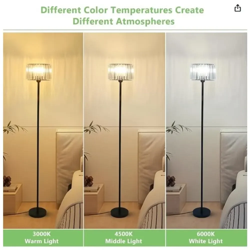 HMVPL Crystal Floor Lamp Black K9 Shade Modern Standing Lamp NEW Open Box